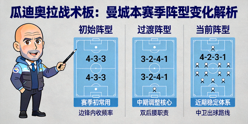 瓜迪奥拉战术板解析曼城本赛季阵型变化示意图