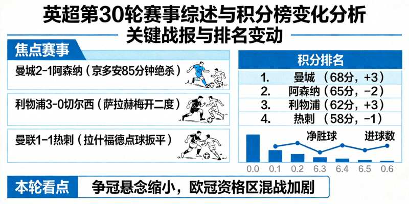 英超最新一轮赛事综述与积分榜变化分析图