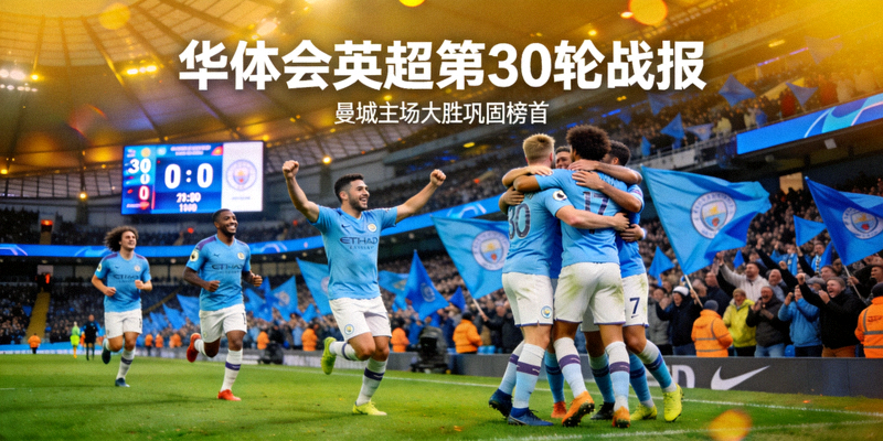 曼城主场大胜巩固榜首，球员庆祝进球，华体会英超第30轮战报